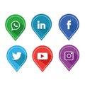 Icons indicating the location of social networks on the map.